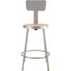 National Public Seating Round Stool with Backrest, Height 24"Gray 6224B