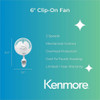 Kenmore 6" Clip-On Fan - 2 Speed - Clip-on - White KM60032WH SPR-ESMKM60032WH