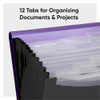Smead Letter Expanding File - 8 1-2" x 11" - 12 Pocket - Purple, Black - 1 Each 70862 SPR-SMD70862