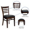 Hercules Restaurant Chair, Wood Back, 17-1-4 in W 20" L 33-3-4" H  XU-DGW0005LAD-WAL-BLKV-GG