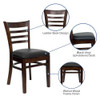 Hercules Restaurant Chair, Wood Back, 17-1-4 in W 20" L 33-3-4" H  XU-DGW0005LAD-WAL-BLKV-GG