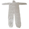 Condor Hooded Disposable Coveralls, 4Xl, White, polypropylene, zipper 26W772