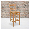 HERCULES Series Ladder Back Natural Wood Restaurant Barstool, PK2