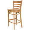 HERCULES Series Ladder Back Natural Wood Restaurant Barstool, PK2  2-XU-DGW0005BARLAD-NAT-GG