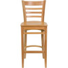 HERCULES Series Ladder Back Natural Wood Restaurant Barstool, PK2  2-XU-DGW0005BARLAD-NAT-GG
