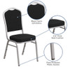 Hercules Banquet Chair, Black Back, 17-1-4 in W 20-1-4" L 38" H, Fabric Seat  FD-C01-S-11-GG