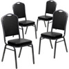 Flash Furniture Black Vinyl Banquet Chair,PK4 4-FD-C01-SILVERVEIN-BK-VY-GG
