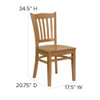 Hercules Restaurant Chair, Wood Back, 17-1-2 in W 20-3-4" L 34-1-2" H  XU-DGW0008VRT-NAT-GG