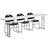 Flash Furniture Fold Trng Table Set w-3 Blk Chrs,18"x72" RB-1896-1-GG