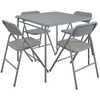 COSCO Gray Folding Vinyl Table and Fabric Chair Set (5-Piece) 14-551-GRY1E
