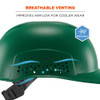 Ergodyne Bump Cap, Short Brim, Polyethylene, Ratchet Suspension, Green 8951