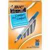 BIC Round Stic Grip Ballpoint Pen - Blue Ink - Brass Tip - 36 / Box