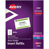 Avery&reg; Name Badge Inserts - Laser, Inkjet - White - 400 / Box