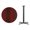 Round Mahogany Laminate Table w-Rnd Base,36", Laminate Top, Wood Grain  XU-RD-36-MAHTB-T3030B-GG
