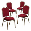 Flash Furniture Burgundy Fabric Banquet Chair,PK4 4-FD-C01-GOLDVEIN-3169-GG
