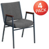 HERCULES Series Heavy Duty Gray Fabric Stack Chair with Arms,PK4  4-XU-60154-GY-GG