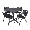 Kobe Kobe Square Table & Chair Set, Wood, Metal, Plastic Top, Grey TKB3636GY47BK