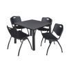 Kee Square Table & Chair Set, Wood, Metal, Plastic Top, Grey