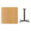 Square Natural Laminate Table, Laminate Top, Wood Grain  XU-NATTB-3636-T3030-GG