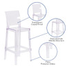 Flash Furniture Ghost Barstool with Square Back in,PK4 4-OW-SQUAREBACK-29-GG