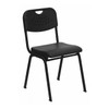 Flash Furniture Stack Chair,Plastic,Black,400 lb. Capcty RUT-GK01-BK-GG