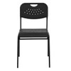 Flash Furniture Stack Chair,Plastic,Black,400 lb. Capcty RUT-GK01-BK-GG