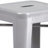 4PK 30"H No Back Silver Metal Barstool Square Seat  4-CH-31320-30-SIL-GG
