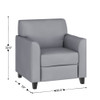 Contemporary Chair, Gray Back, 30-1-2 in W 29" L 31-1-2" H, Flared, Leather Seat  BT-827-1-GY-GG
