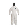 Dupont Hooded Disposable Coverall, 4Xl, White, SMS, zipper PB127SWH4X002500
