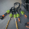 Railer Bit Holder Keychain with (5) Hi Vis Green Hex Shank Bit Holders RQCBH5-HG 372939