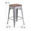 Flash Furniture 24" Silver Metal Counter Stool CH-31320-24-SIL-WD-GG
