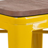Metal Counter Stool, 24", Yellow, Backrest: Backless  CH-31320-24-YL-WD-GG