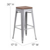Flash Furniture 30" Silver Metal Barstool CH-31320-30-SIL-WD-GG