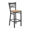 Flash Furniture Restaurant Stool,X Back,Natural Seat XU-6F8BXBK-BAR-NATW-GG