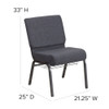 Hercules Church Chair, Gray Back, 21-1-4 in W 25" L 33" H, Fabric Seat  FD-CH0221-4-SV-DKGY-BAS-GG