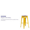Backless Yellow Metal Barstool with Square Wood Seat,30" High,PK4  4-CH-31320-30-YL-WD-GG