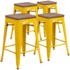 Flash Furniture Yellow Metal Counter Stool,24", PK4 4-CH-31320-24-YL-WD-GG