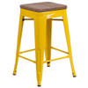 Flash Furniture Yellow Metal Counter Stool,24", PK4 4-CH-31320-24-YL-WD-GG