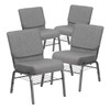 Flash Furniture Gray Fabric Church Chair,PK4 4-XU-CH0221-GY-SV-BAS-GG