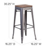 Flash Furniture Clear Backless Metal Stool,30",PK4 4-XU-DG-TP0004-30-WD-GG