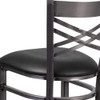 Clear Coated ''X'' Back Metal Restaurant Barstool,Black Vinyl Seat,PK2  2-XU-6F8B-CLR-BAR-BLKV-GG