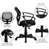 Mesh Task Chair, 15-1-2" to 19-1-2", Fixed Arms, Black  WA-3074-BK-A-GG