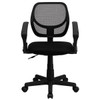 Mesh Task Chair, 15-1-2" to 19-1-2", Fixed Arms, Black  WA-3074-BK-A-GG