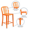 Flash Furniture 24" High Orange Metal Counter Height Stool CH-61200-24-OR-GG