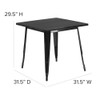 Flash Furniture Black Metal Table,31.5SQ ET-CT002-1-BK-GG