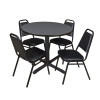 Cain Cain Round Table & Chair Set, Wood, Metal, Vinyl Top, Grey TB42RNDGY29BK