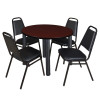 Kee Round Table & Chair Set, Wood, Metal, Vinyl Top, Mahogany
