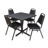 Cain Cain Square Table & Chair Set, Wood, Metal, Vinyl Top, Grey TB3636GY29BK