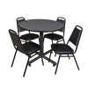 Kobe Kobe Round Table & Chair Set, Wood, Metal, Vinyl Top, Grey TKB42RNDGY29BK