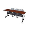 Kobe Rectangle FlipTop Table, 84" W, 29" H, Laminate Top, Cherry MKFTM8424CH44GY